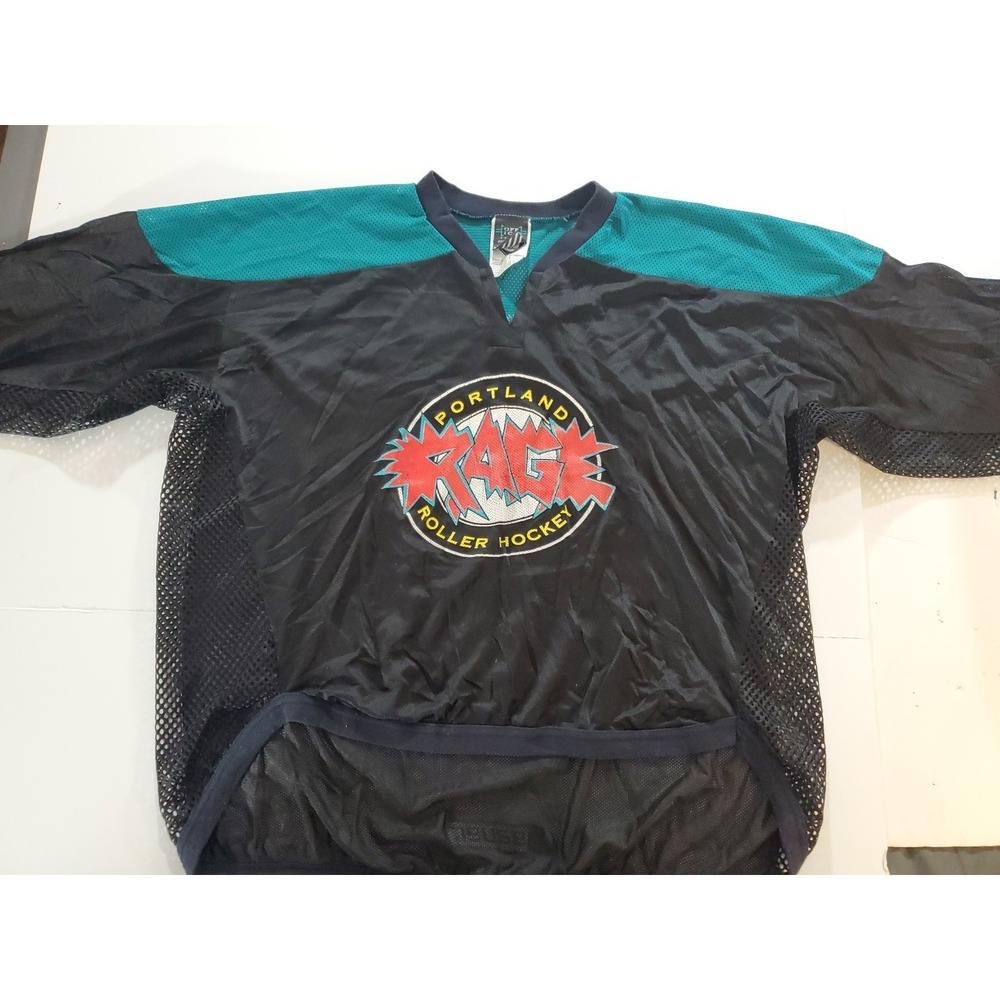 Vintage 90s RHI Portland Rage Inline Roller Hockey‎ Jersey XL Bauer